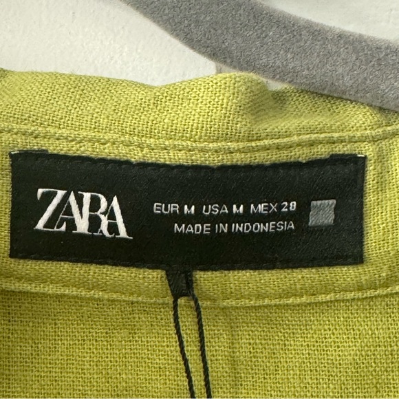 NWT Zara Light Green Casual Linen Shirt - Picture 5 of 6